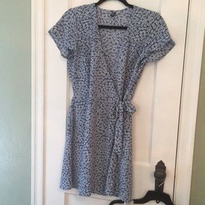 H&M blue floral wrap dress
